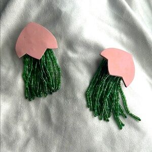 Ansy Savitri Pink and Green Beaded Earrings